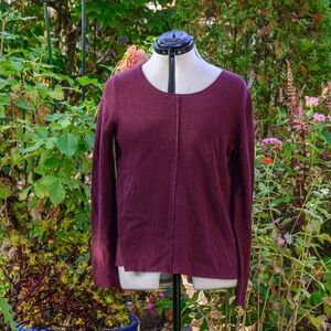 Eileen Fisher NWOT Burgundy pure merino wool long-sleeve textured sweater